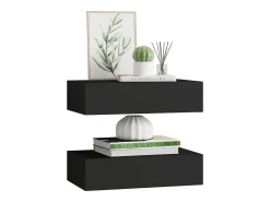 Online vidaxl Prateleiras de parede com gavetas 2 pcs MDF 40x23,5x10 cm Preto