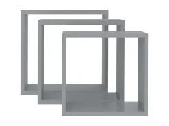 Discount Prateleiras de parede em forma de cubo 3 pcs MDF PT693403 Cinzento