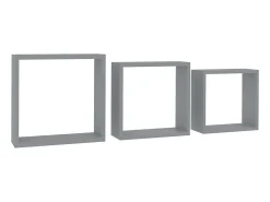 Discount Prateleiras de parede em forma de cubo 3 pcs MDF PT693403 Cinzento