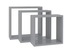 Discount Prateleiras de parede em forma de cubo 3 pcs MDF PT693403 Cinzento