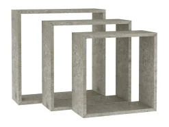 Prateleira* Prateleiras de parede em forma de cubo 3 pcs cimento PT386891 Cinzento
