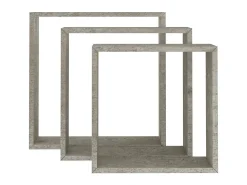 Prateleira* Prateleiras de parede em forma de cubo 3 pcs cimento PT386891 Cinzento