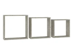 Prateleira* Prateleiras de parede em forma de cubo 3 pcs cimento PT386891 Cinzento