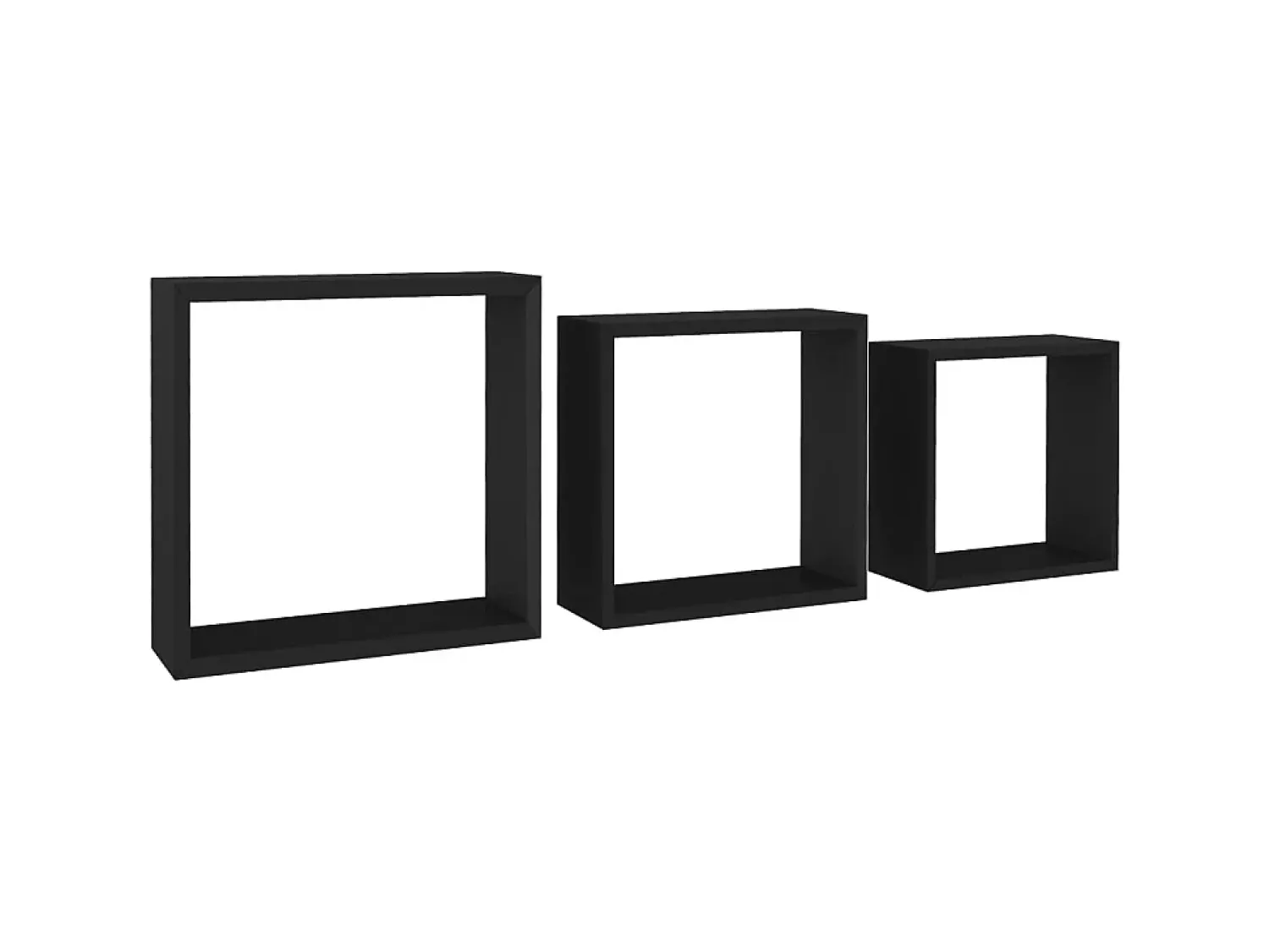 Clearance Prateleiras de parede em forma de cubo 3 pcs MDF PT667185 Preto