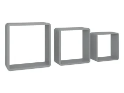 Prateleira* Prateleiras de parede em forma de cubo 3 pcs MDF PT771694 Cinzento