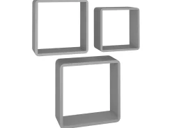 Prateleira* Prateleiras de parede em forma de cubo 3 pcs MDF PT771694 Cinzento