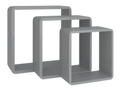 Prateleira* Prateleiras de parede em forma de cubo 3 pcs MDF PT771694 Cinzento
