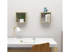 New Prateleiras de parede em forma de cubo 2 pcs 30x15x30cm sonoma PT327900 Castanho