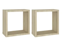 New Prateleiras de parede em forma de cubo 2 pcs 30x15x30cm sonoma PT327900 Castanho