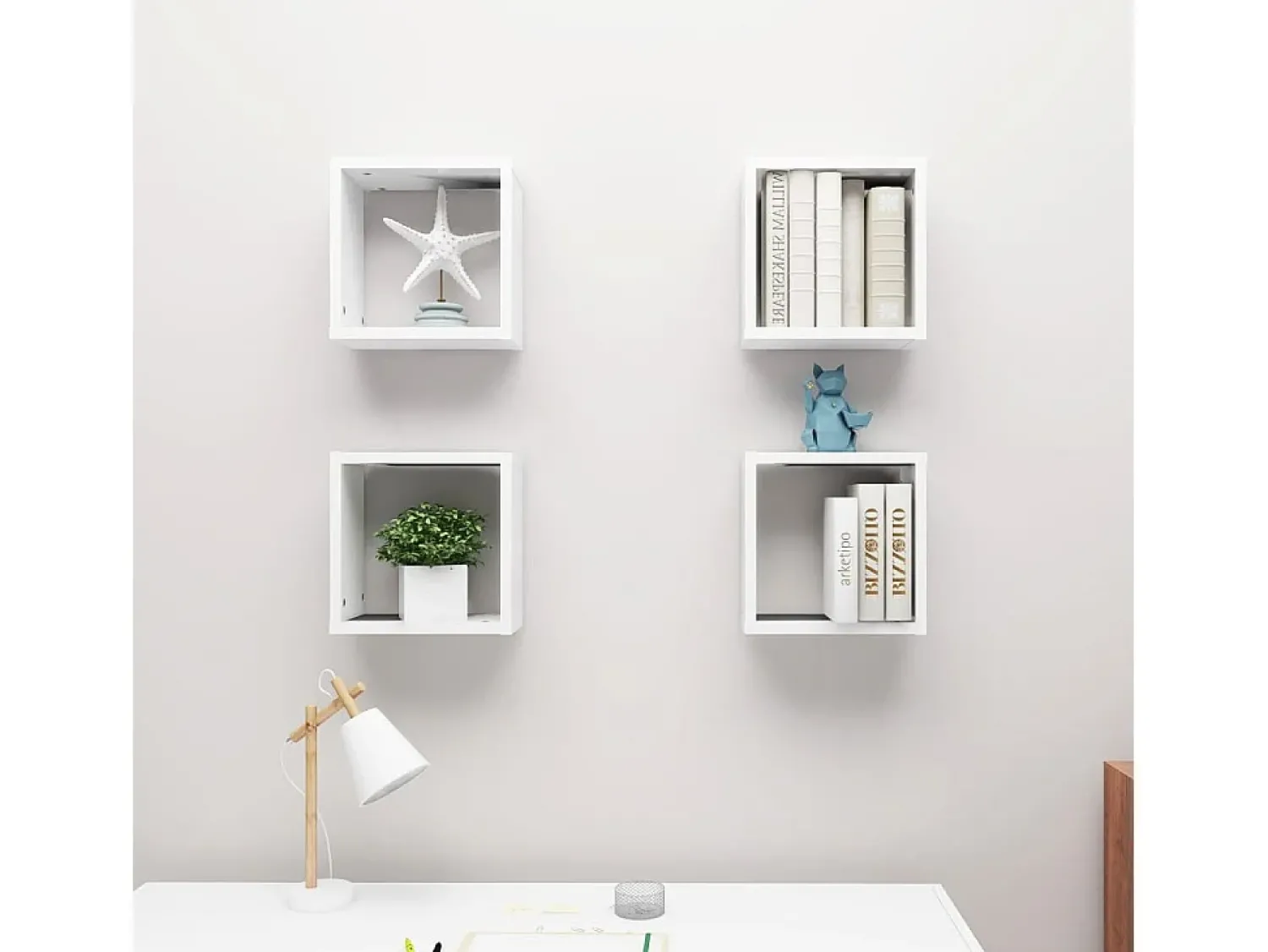 New Prateleiras de parede em forma de cubo 4 pcs 30x15x30cm PT877943 Branco