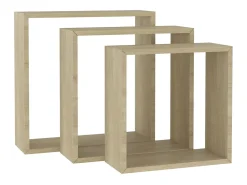 Outlet vidaxl Prateleiras de parede forma de cubo 3pcs cm cor carvalho sonoma Castanho