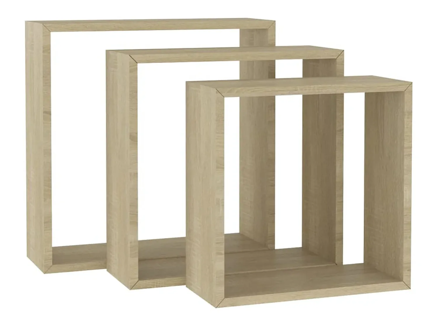 Outlet vidaxl Prateleiras de parede forma de cubo 3pcs cm cor carvalho sonoma Castanho