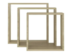 Outlet vidaxl Prateleiras de parede forma de cubo 3pcs cm cor carvalho sonoma Castanho