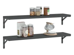 Prateleiras de parede 2pcs 100x23,5 cm aço inoxidável prateado PT430009^ Prateleira