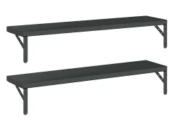 Prateleira*vidaxl Prateleiras de parede 2pcs 100x23,5 cm aço inoxidável prateado Preto