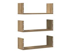 vidaxl Prateleiras de parede 3pcs derivados madeira carvalho artisiano^ Prateleira
