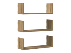 vidaxl Prateleiras de parede 3pcs derivados madeira carvalho artisiano^ Prateleira
