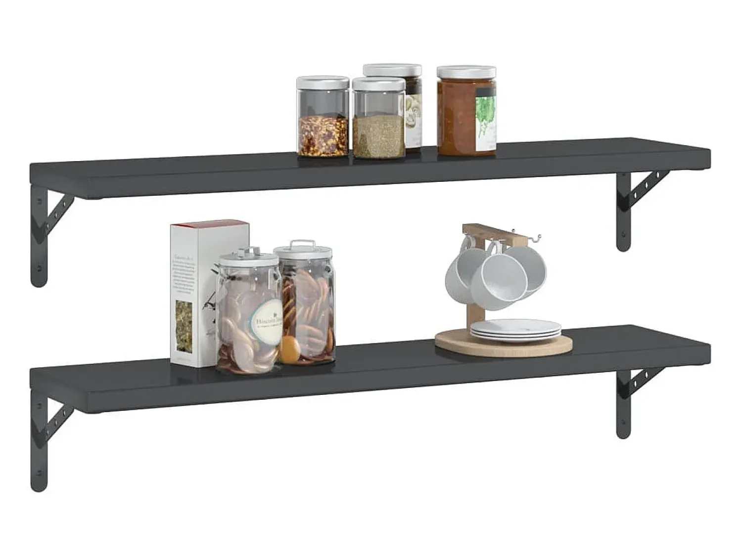Prateleira*vidaxl Prateleiras de parede 2pcs 100x23,5x3cm aço inoxidável prateado Preto