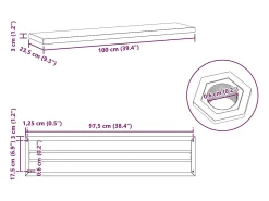 Prateleira*vidaxl Prateleiras de parede 2pcs 100x23,5x3cm aço inoxidável prateado Preto