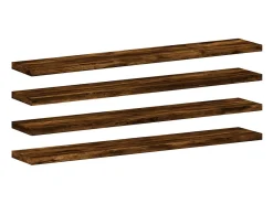 Prateleira| Prateleiras de parede 4pcs derivados de madeira carvalho fumado PT898554 Castanho