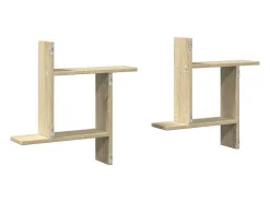 New vidaxl Prateleiras de parede 2pcs derivados de madeira carvalho sonoma Castanho