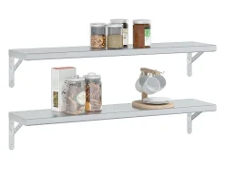 Outlet Prateleiras de parede 2pcs 100x23,5x3cm aço inoxidável PT257770 Prateado