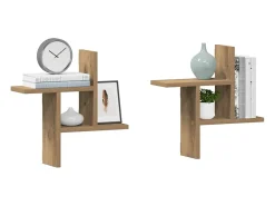 Prateleira|vidaxl Prateleiras de parede 2pcs derivados madeira carvalho artisiano Castanho