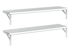 vidaxl Prateleiras de parede 2pcs 100x23,5 cm aço inoxidável^ Prateleira