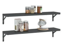 Prateleira* Prateleiras de parede 2pcs 100x23,5x3cm aço inoxidável prateado PT487059 Preto