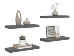 Online vidaxl Prateleiras de parede suspensas 4 pcs 60x23,5x3,8cm MDF cinza Cinzento