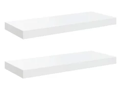Online vidaxl Prateleiras de parede suspensas 2 pcs 60x23,5x3,8cm MDF Branco