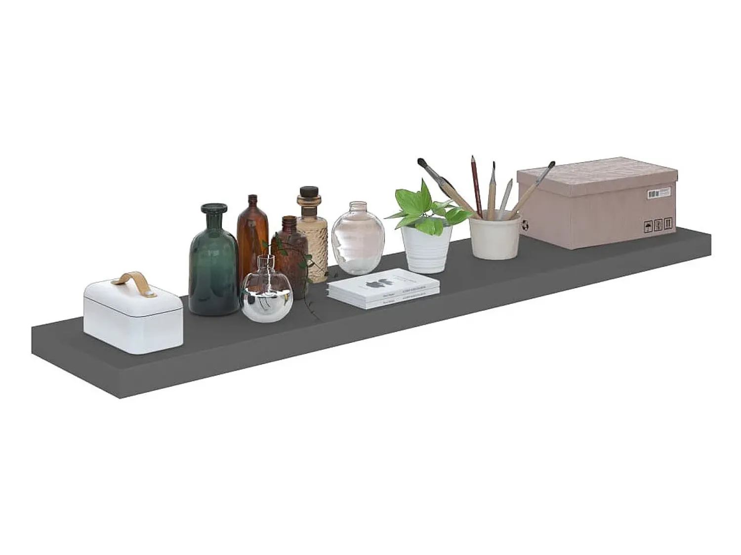 Prateleira* Prateleiras de parede suspensas 4 pcs 120x23,5x3,8cm MDF cinza PT207426 Cinzento