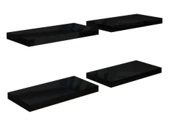 Best Prateleiras de parede suspensas 4 pcs 50x23x3,8cm MDF PT946882 Preto