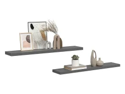 Best vidaxl Prateleiras de parede suspensas 2 pcs 120x23,5x3,8cm MDF cinza Cinzento