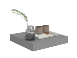 Prateleira* Prateleiras de parede suspensas 2 pcs 23x23,5x3,8cm MDF cinza PT859473 Cinzento