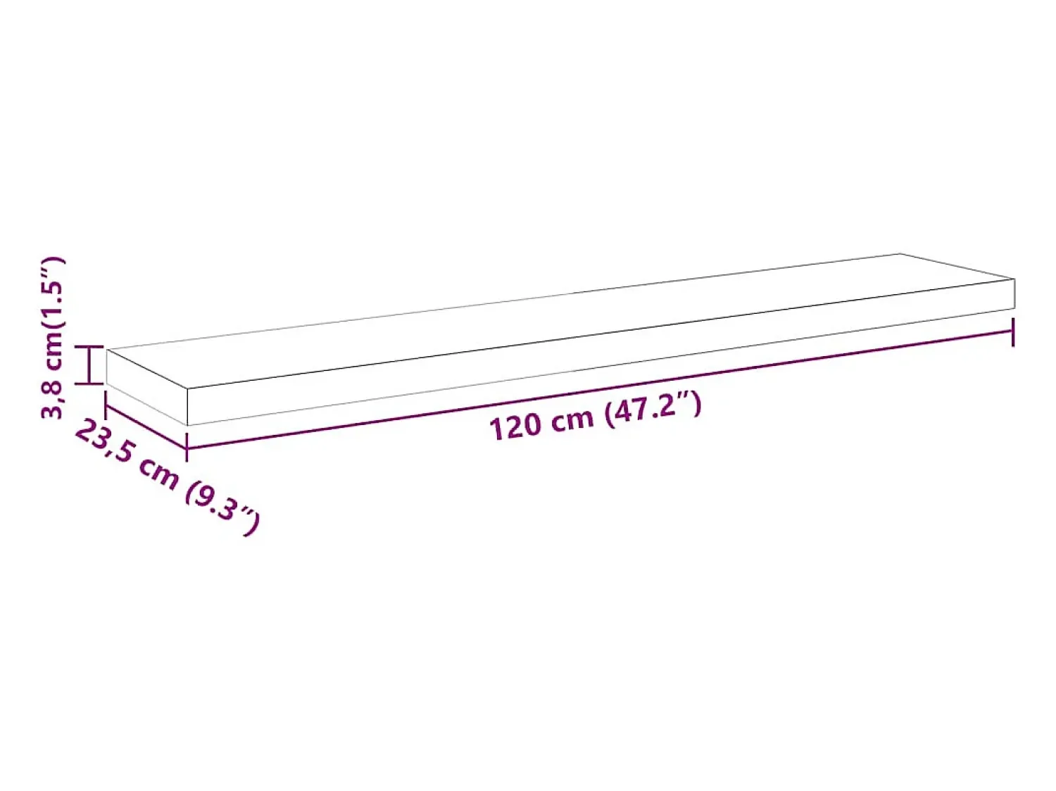 vidaxl Prateleiras de parede suspensas 2 pcs 120x23,5x3,8cm MDF^ Prateleira