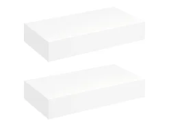 New vidaxl Prateleiras de parede suspensas com gavetas 2 pcs 48 cm Branco