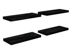 Hot Prateleiras de parede suspensas 4 pcs 60x23,5x3,8 cm MDF PT489537 Preto