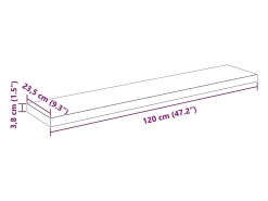 New vidaxl Prateleiras de parede suspensas 2 pcs 120x23,5x3,8cm MDF Branco