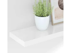 New vidaxl Prateleiras de parede suspensas 2 pcs 120x23,5x3,8cm MDF Branco