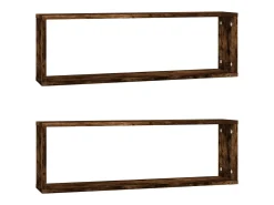 Online Prateleiras em cubo 2 pcs derivados de madeira carvalho fumado PT677792 Castanho
