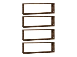 Hot Prateleiras em cubo 4 pcs derivados de madeira carvalho fumado PT185036 Castanho