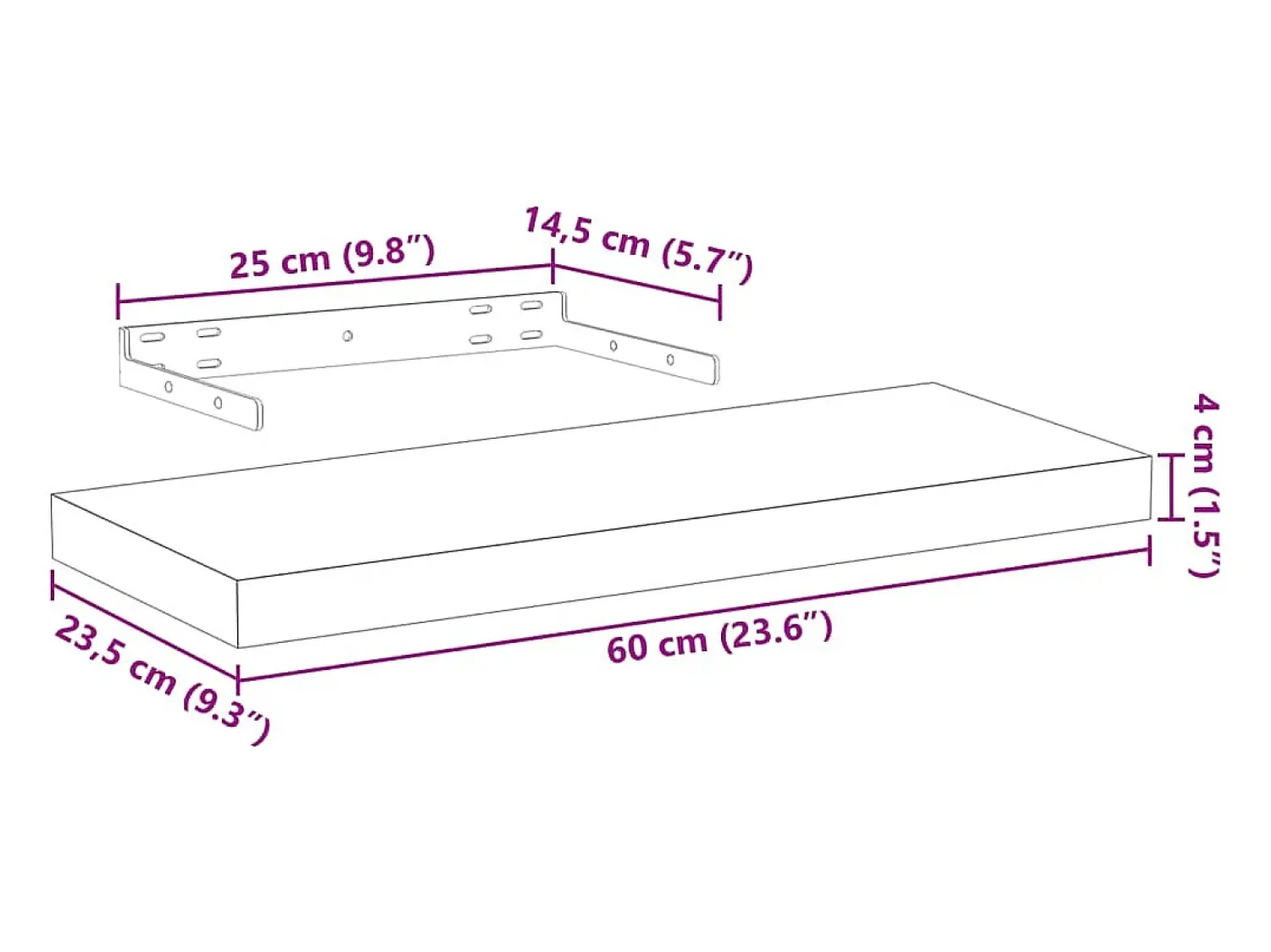 Prateleira*vidaxl Prateleiras flutuantes 4 pcs 60x23,5x4 cm derivados de madeira Castanho