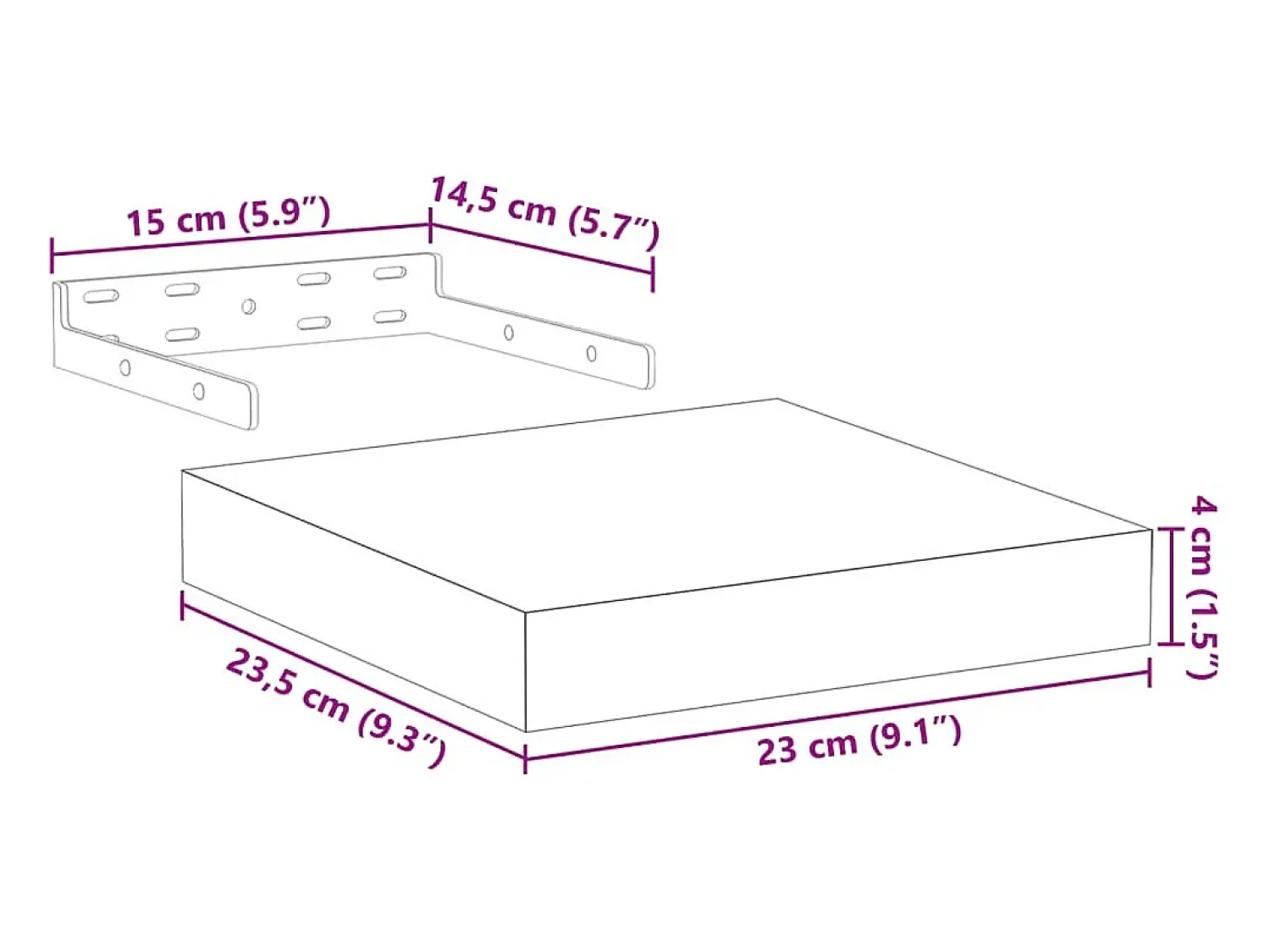 vidaxl Prateleiras flutuantes 4 pcs 23x23,5x4 cm derivados de madeira^ Prateleira