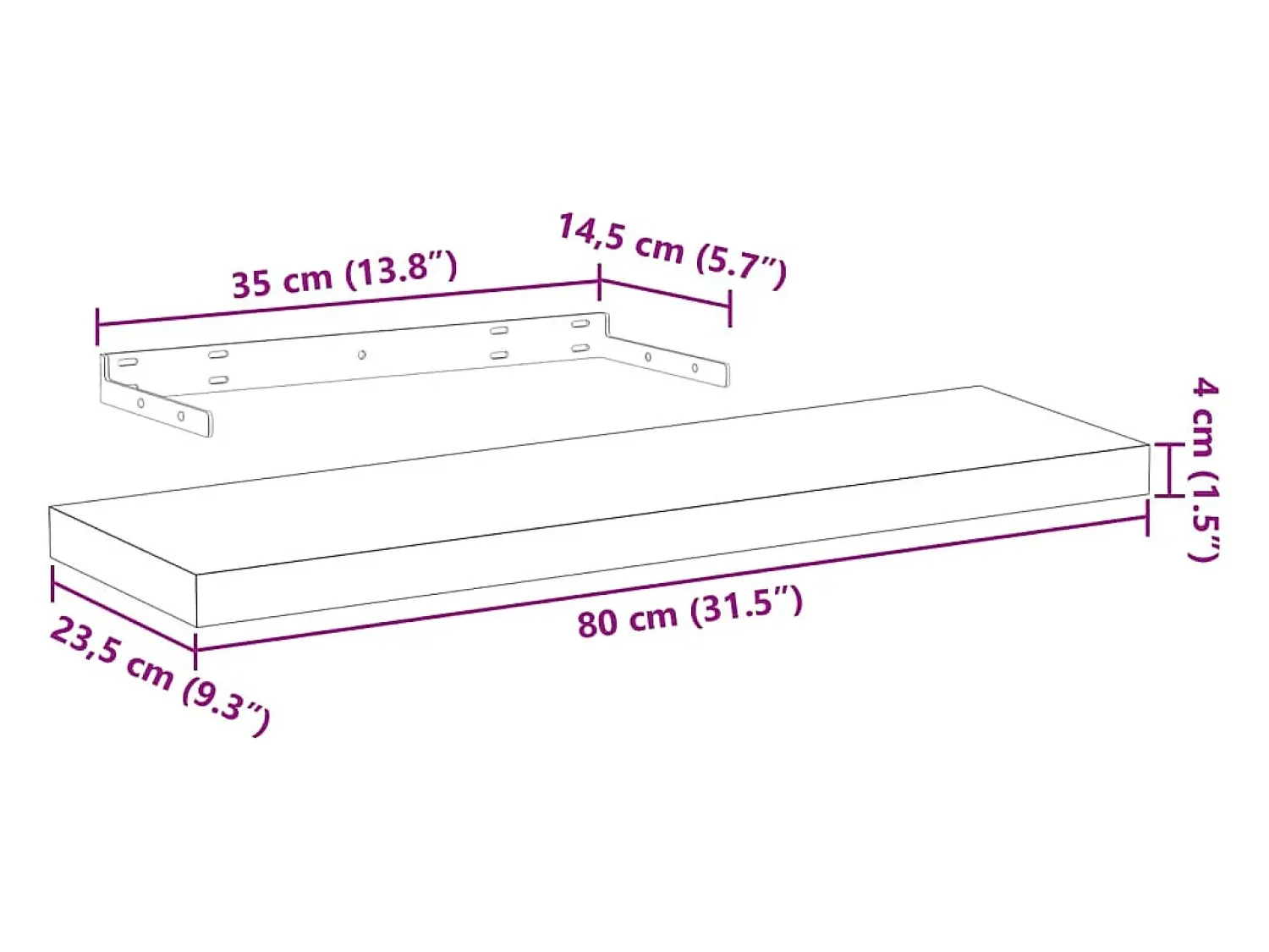 Prateleira|vidaxl Prateleiras flutuantes 4 pcs 80x23,5x4 cm derivados de madeira Castanho
