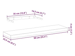 Outlet vidaxl Prateleiras flutuantes 2 pcs 90x23,5x4 cm derivados de madeira Castanho