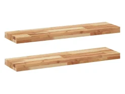 New vidaxl Prateleiras flutuantes 2 pcs acácia maciça c/ acabamento a óleo Castanho