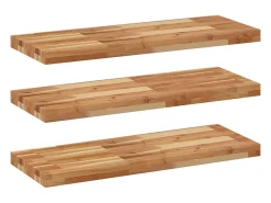 Prateleira|vidaxl Prateleiras flutuantes 3 pcs acácia maciça c/ acabamento a óleo Castanho