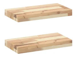 Hot Prateleiras flutuantes 2pcs 40x20x4cm acácia maciça não tratada PT385670 Castanho