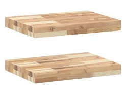 Prateleiras flutuantes 2pcs 60x30x4cm acácia maciça não tratada PT384275^ Prateleira